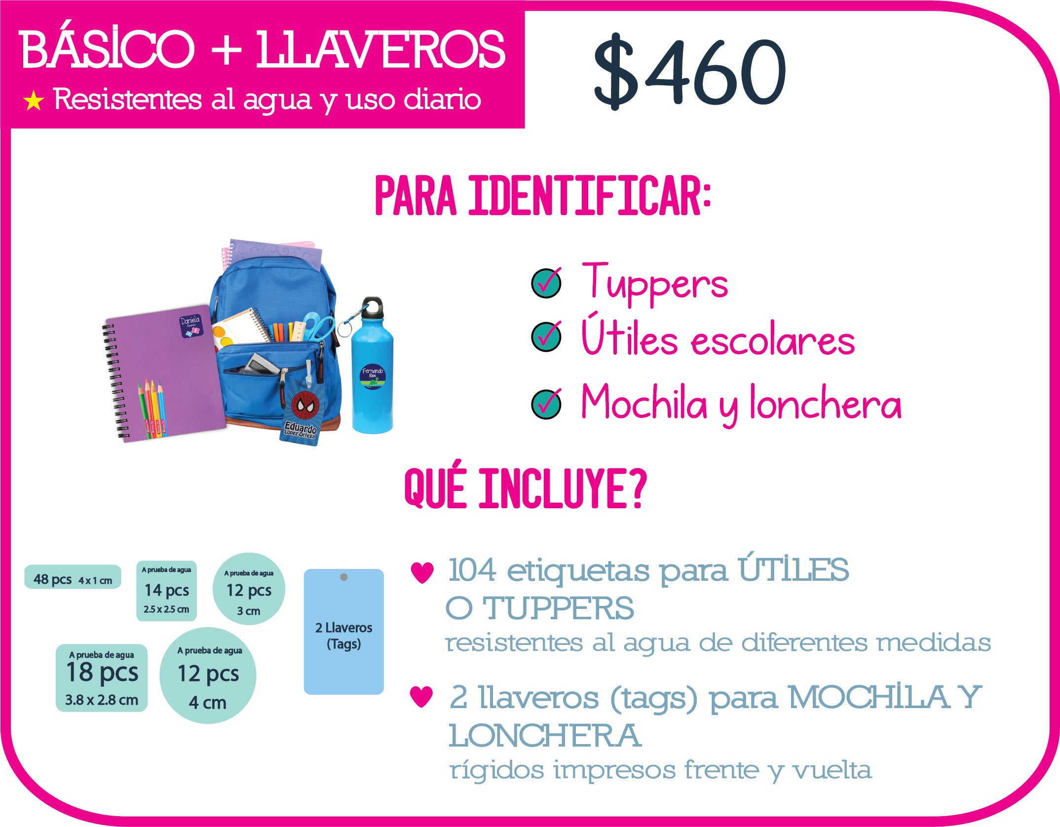 Paquete basico + llaveros