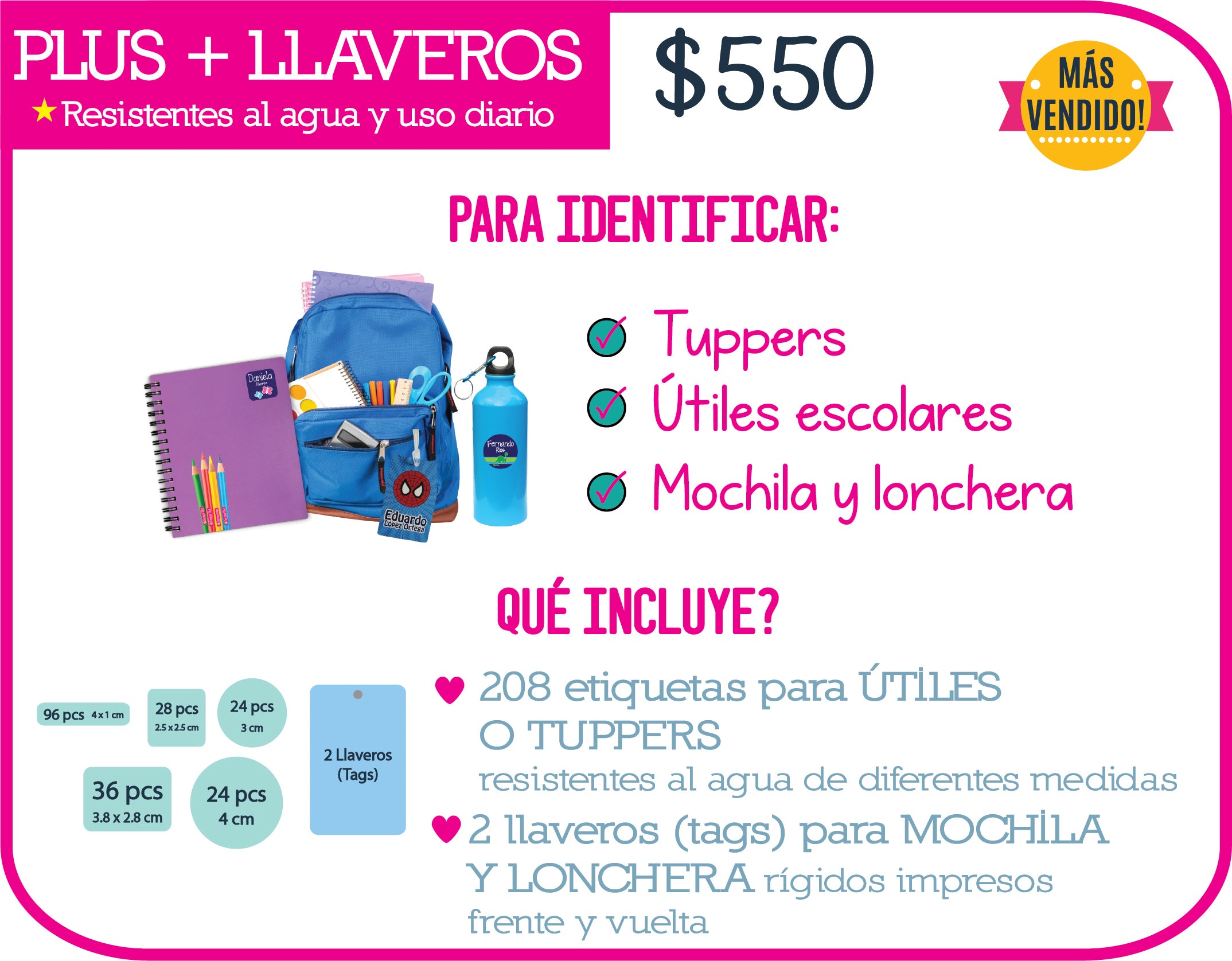 Paquete plus + llaveros